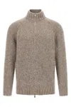 Brunello Cucinelli Alpaca Wool Cardigan With Ribbed Cuffs In Brown