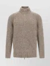 Brunello Cucinelli Alpaca Wool Cardigan With Ribbed Cuffs In Brown