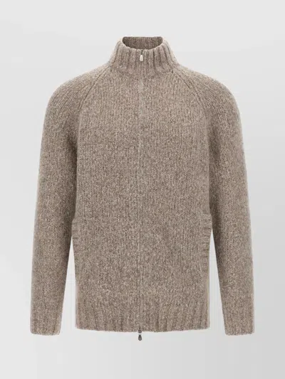 BRUNELLO CUCINELLI ALPACA WOOL CARDIGAN WITH RIBBED CUFFS