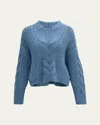 Brunello Cucinelli Alpaca-wool Irish Cable Knit V-neck Sweater In Denim Blue