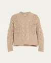 Brunello Cucinelli Alpaca-wool Irish Cable Knit V-neck Sweater In Sand