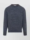 Brunello Cucinelli Blue Crewneck Sweater With A Melange Effect In Gray