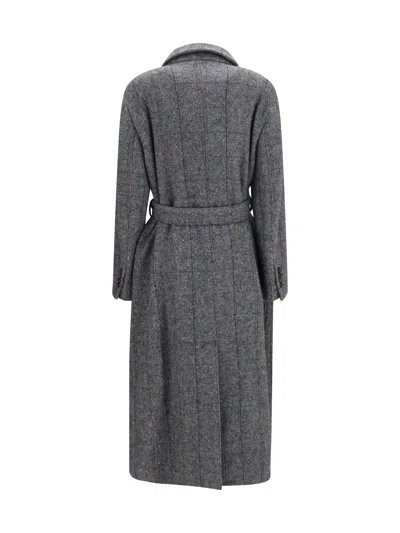 Brunello Cucinelli Alpaca-blend With Monili Chain Coat In Gray