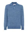 Brunello Cucinelli Alpeca-blend Flecked Polo Sweater In Blue