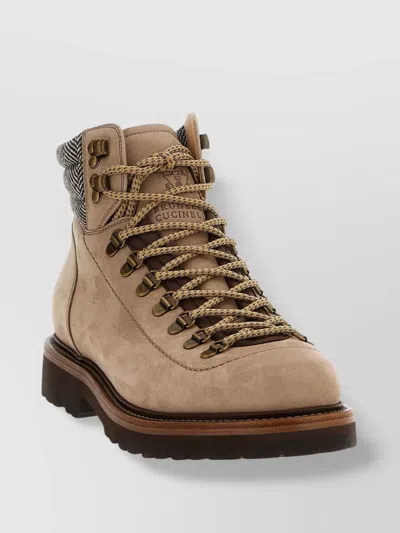 Brunello Cucinelli 'alpine' Ankle Boots Featuring Metal Eyelets