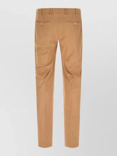Brunello Cucinelli American Pima Cotton Tailored Trousers Belt Loops In Brown