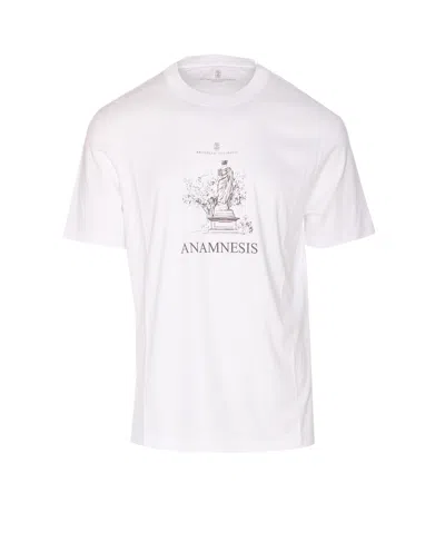 Brunello Cucinelli Men Anamnesis Print T-shirt In White