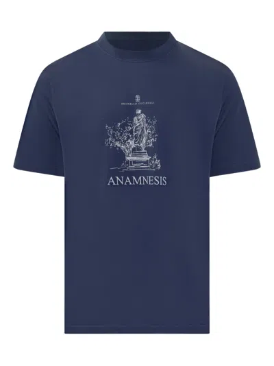 Brunello Cucinelli Anamnesis Print T-shirt In Blue