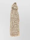 Brunello Cucinelli Animal Print Linen Scarf With Frayed Edges