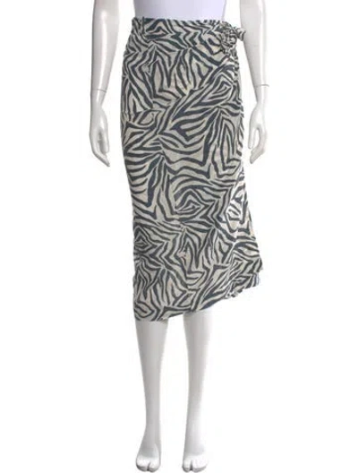 Pre-owned Brunello Cucinelli Animal Print Midi Length Skirt In Blue