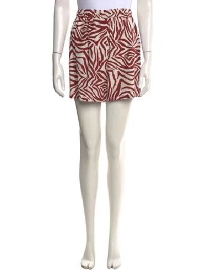 Pre-owned Brunello Cucinelli Animal Print Mini Shorts W/ Tags In Red