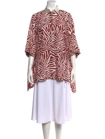 Pre-owned Brunello Cucinelli Animal Print Short Sleeve Top W/ Tags In White