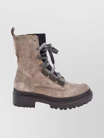 BRUNELLO CUCINELLI ANKLE BOOT WITH CHUNKY SOLE AND PULL TAB