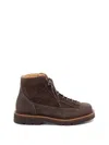Brunello Cucinelli Brown Suede Boots With Lace-up Fastening