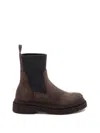 Brunello Cucinelli Round Toe Ankle Boots In Brown