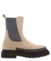 Brunello Cucinelli Suede Chelsea Boots In Beige