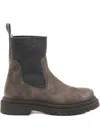 Brunello Cucinelli Lather Boots With Cashmere Detail