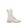 Brunello Cucinelli Bead-embellished Canvas Combat Boots In Neutral