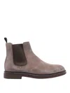 Brunello Cucinelli Suede Chelsea Boots In Sand