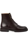 Brunello Cucinelli Leather Combat Boots In Brown
