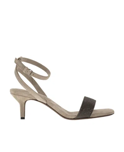 BRUNELLO CUCINELLI BRUNELLO CUCINELLI ANKLE STRAP SEQUIN EMBELLISHED SANDALS