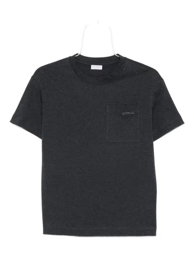 Brunello Cucinelli Antracite Cotton T-shirt In Gray
