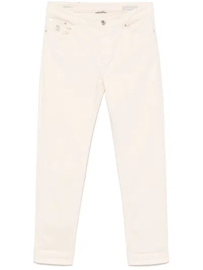 Brunello Cucinelli Jeans Mit Logo-stickerei In White