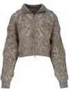 Brunello Cucinelli Argyle Cardigan In Neutrals
