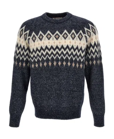 BRUNELLO CUCINELLI BRUNELLO CUCINELLI ARGYLE CHECK LONG-SLEEVED JUMPER