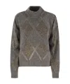 Brunello Cucinelli Dazzling Argyle Sweater In Wool And Mohair In Gray