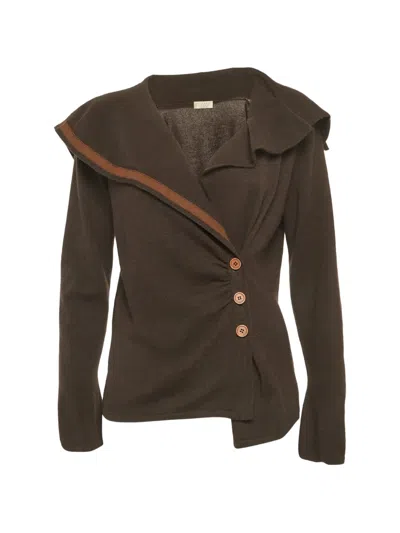 Pre-owned Brunello Cucinelli Asymmetric Cashmere Cardigan In Brown