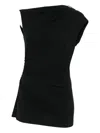 Brunello Cucinelli Asymmetric Draped Top In Black