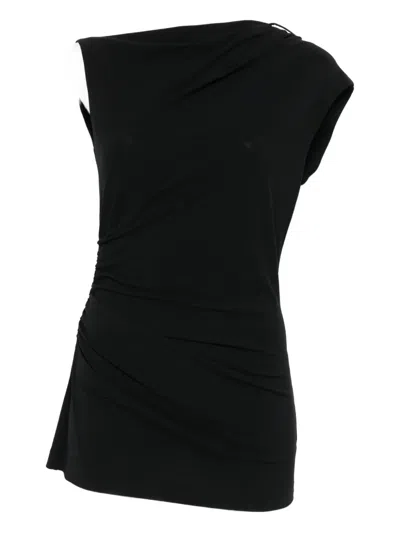 Brunello Cucinelli Asymmetric Draped Top In Black