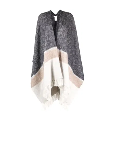 Brunello Cucinelli Asymmetric Hem Fringed Cape In Multi