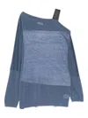 Brunello Cucinelli Asymmetric Knitted Top In Blue