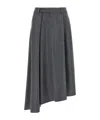 Brunello Cucinelli Wool Skirt With Asymmetrical Hem And Pleated Design In Gray