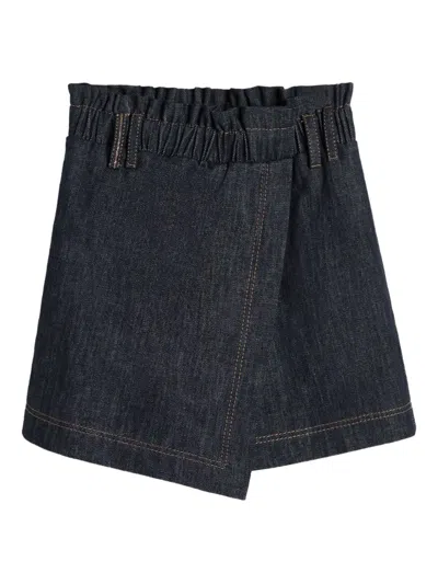 Brunello Cucinelli Asymmetric Mini Skirt In Blue