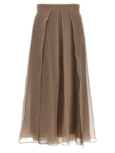 BRUNELLO CUCINELLI BRUNELLO CUCINELLI PANELED CIRCLE MIDI SKIRT