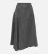 Brunello Cucinelli Asymmetric Virgin Wool Midi Skirt In Grigio Scuro