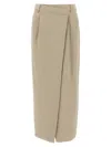 Brunello Cucinelli Wrap Skirt With Back Pockets And Belt Loops In Neutral