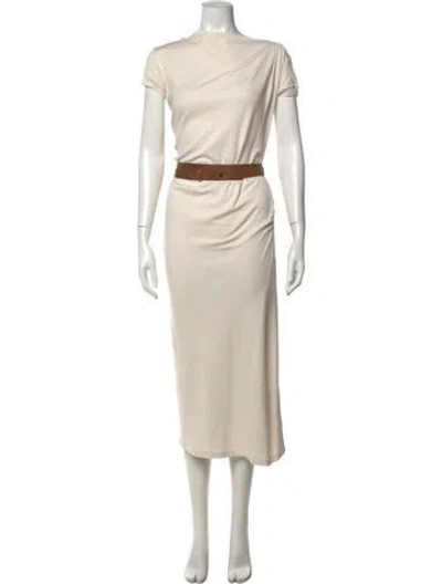 Pre-owned Brunello Cucinelli Asymmetrical Long Dress In Neutral