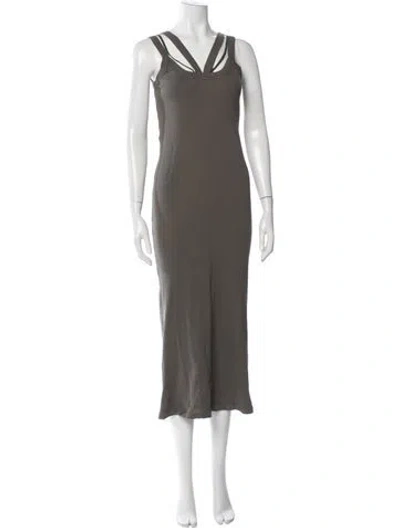 Pre-owned Brunello Cucinelli Asymmetrical Midi Length Dress In Green