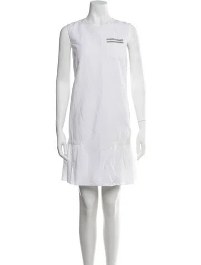 Pre-owned Brunello Cucinelli Asymmetrical Mini Dress In White