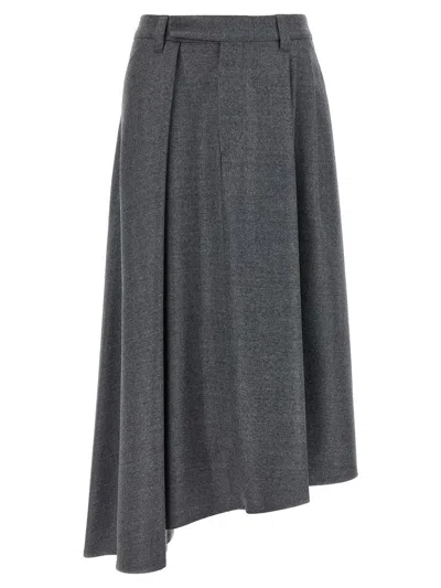 BRUNELLO CUCINELLI BRUNELLO CUCINELLI ASYMMETRICAL WOOL SKIRT