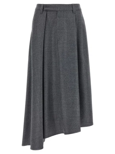 BRUNELLO CUCINELLI ASYMMETRICAL WOOL SKIRT