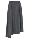 Brunello Cucinelli Wool Skirt With Asymmetrical Hem And Pleated Design In Gray
