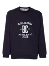 Brunello Cucinelli Sweatshirt In Blue With A Crew Neck And Pint In Purple