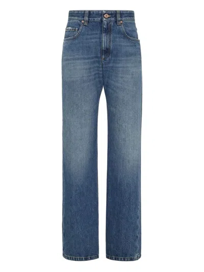 BRUNELLO CUCINELLI AUTHENTIC DENIM COLUMN JEANS WITH MONILI