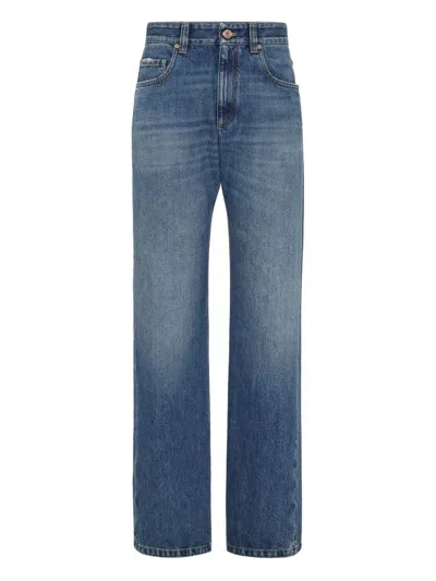 BRUNELLO CUCINELLI BRUNELLO CUCINELLI AUTHENTIC DENIM COLUMN JEANS WITH MONILI