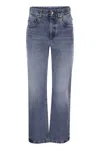 Brunello Cucinelli Authentic Denim Loose Trousers With Shiny Tab In Blue